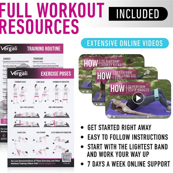 Vergali Fabric Booty Bands for Women Butt and Legs. Set of 4 Non Slip Cloth - Picture 5 of 9